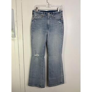 Gap Jeans Womens 28 6 70s High Rise Flare Ripped Knee Light Wash Boho Hippie